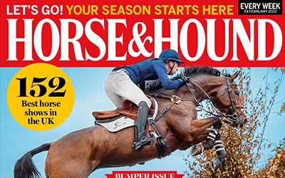 Image of horse juming on cover of Horse and Hound magazine